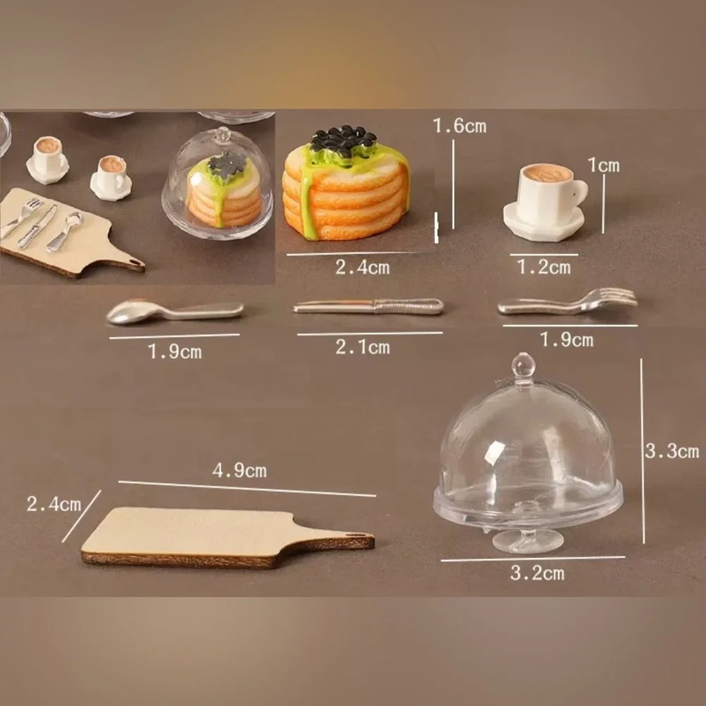 Dollhouse Miniature Kitchen & Dining Bundle Plates, Pancakes & Coffee, Champagne - Picture 7 of 11